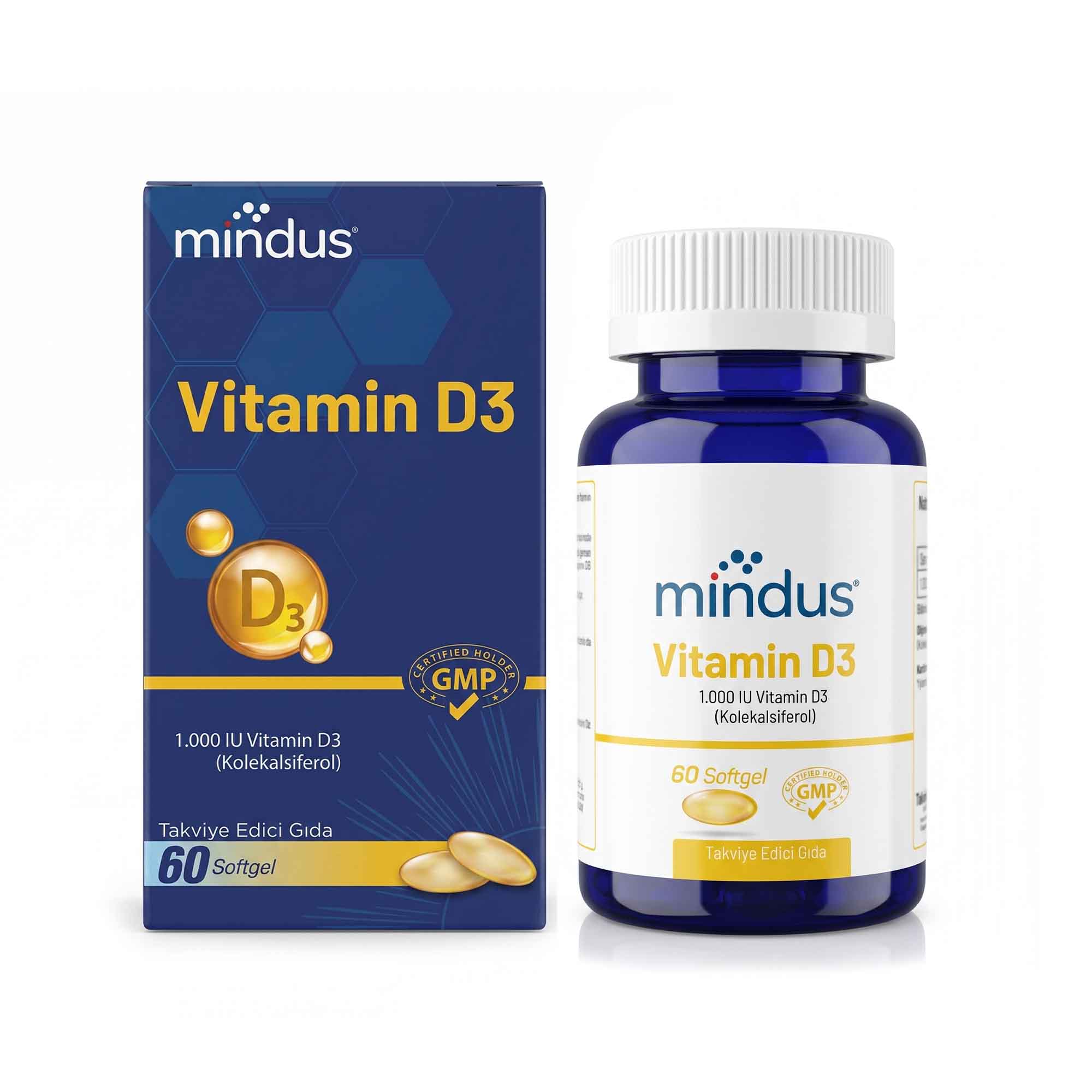 mindus Vitamin D3 1.000 IU 60 Softgel