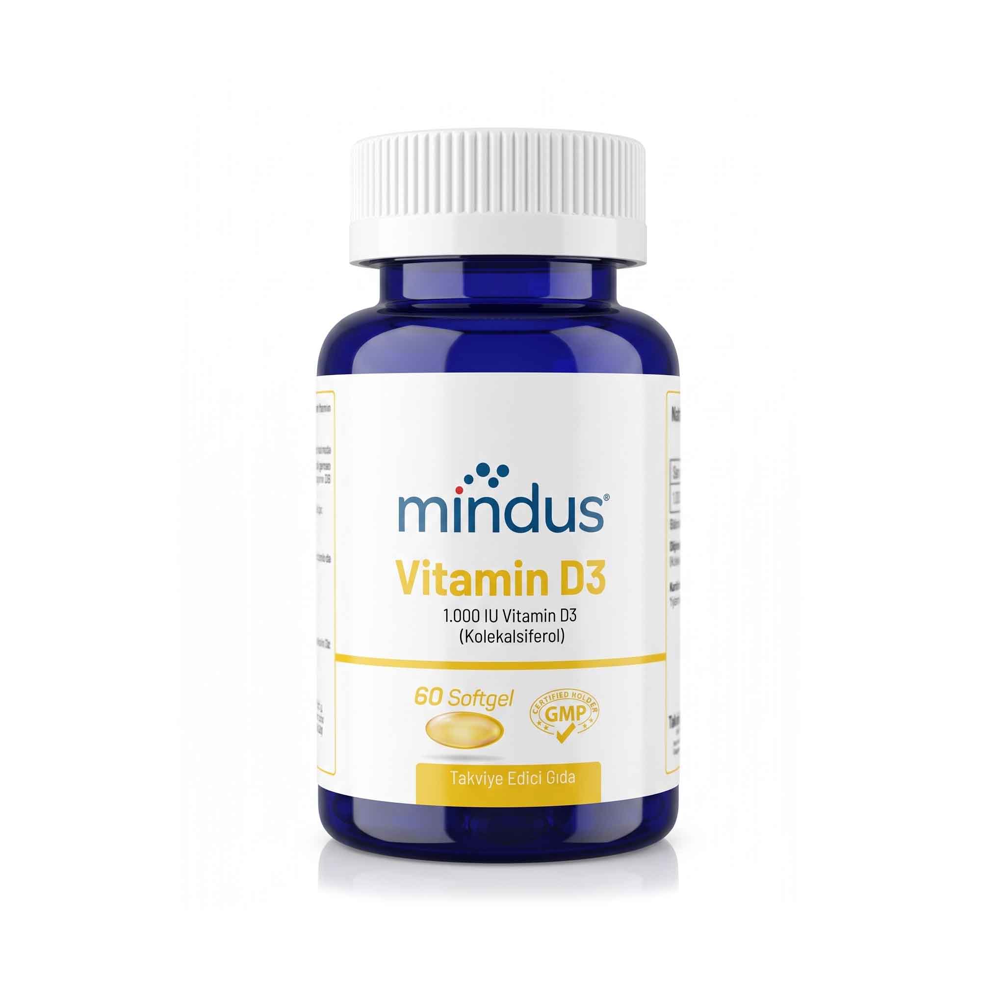 mindus Vitamin D3 1.000 IU 60 Softgel